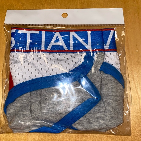 Medium Andrew Christian “Almost Naked” Mesh & Cotton Brief White Grey Blue Red - Picture 6 of 9